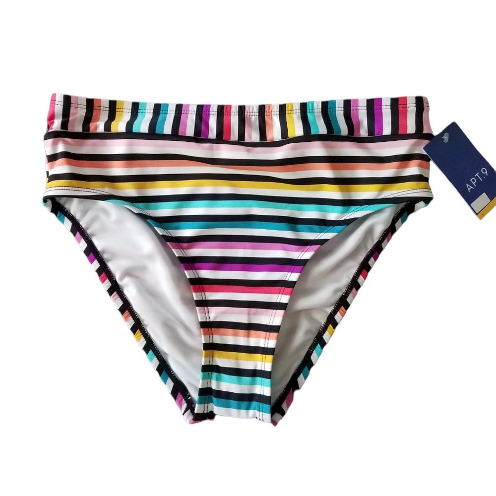 💖💖NWT APT. 9 MULTI STRIPE HIGH WAIST BIKINI BOTTOM